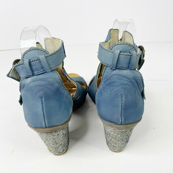 El Naturalista Sandals Shoes Size 41 US 10 Blue Leather Caged Heels Open Toe - Picture 4 of 6